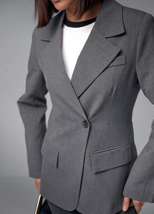 Серый приталенный пиджак1 фото