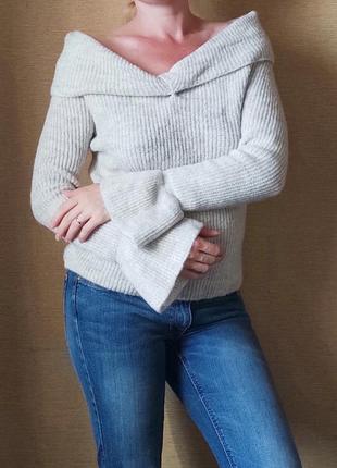 Распродажа!! мягкий уютный свитер, джемпер кофта с открытыми плечами и рукавами клеш9 фото