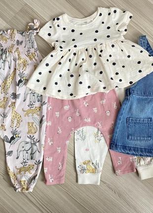 Пакет одежды вещей на 6-9 мес джинсовый сарафан футболка комбинезон