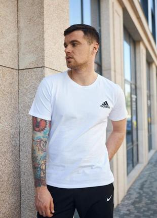 Чоловіча футболка adidas на весну у білому кольорі premium якості, стильна та зручна футболка на кожен день