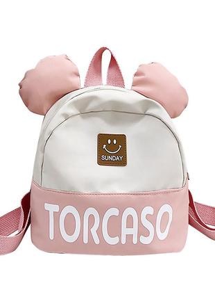 Детский рюкзак lesko td-620 pink на одно отделение с ремешком и ушками 10шт