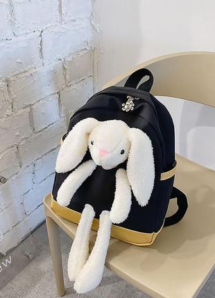 Детский рюкзак lesko a-7757 bunny black на одно отделение с ремешком2 фото