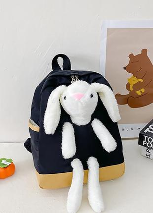Детский рюкзак lesko a-7757 bunny black на одно отделение с ремешком3 фото