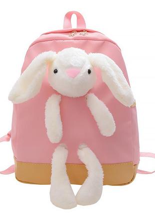 Детский рюкзак lesko a-7757 bunny pink на одно отделение с ремешком 7шт1 фото