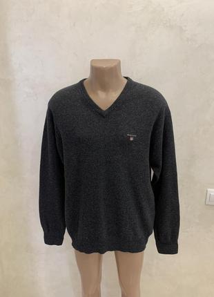 Шерстяной винтажный серый свитер gant джемпер свитшот7 фото