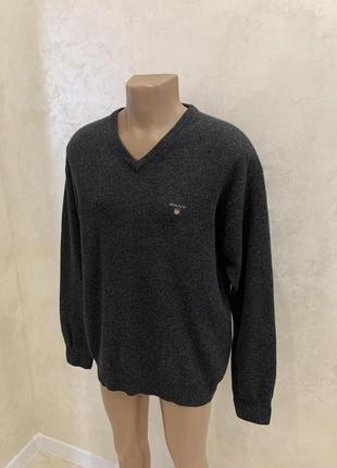 Шерстяной винтажный серый свитер gant джемпер свитшот8 фото
