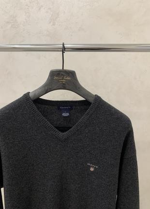 Вовняний вінтажний сірий светр gant джемпер світшот4 фото