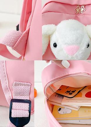 Детский рюкзак lesko a-7757 bunny pink на одно отделение с ремешком3 фото