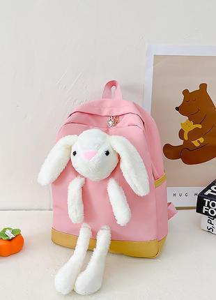 Детский рюкзак lesko a-7757 bunny pink на одно отделение с ремешком2 фото