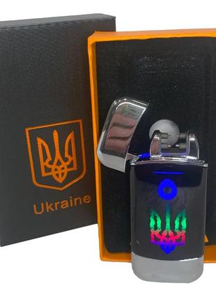 Дуговая электроимпульсная зажигалка с usb-зарядкой украина lighter hl-439. цвет: серебро