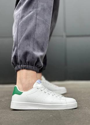Мужские текстильные, белые с зеленым, стильные кроссовки. от 41 до 45 р. m126 h185-2 ст демисезонные5 фото