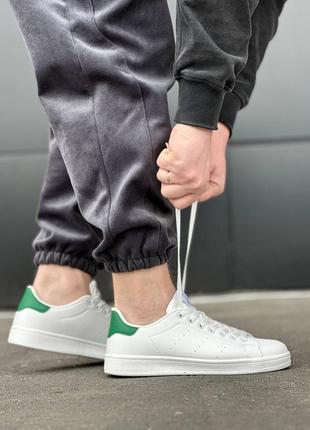 Мужские текстильные, белые с зеленым, стильные кроссовки. от 41 до 45 р. m126 h185-2 ст демисезонные6 фото