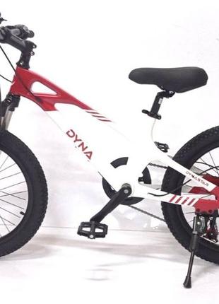 Гірський магнезієвий велосипед дитячий dyna m-1 біло-червоний