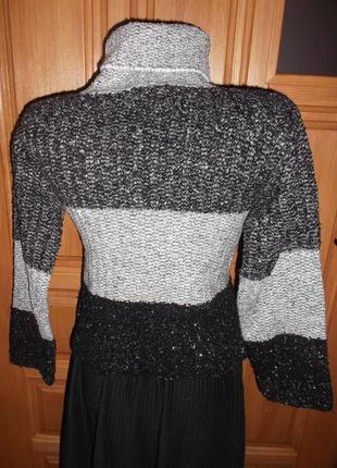 Гольфик полоска черно серый акрил шерсть полувер свитерок распродажа р. xs- s3 фото