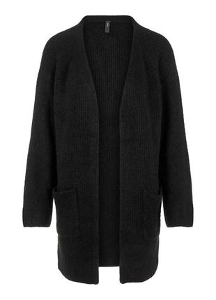 Тёплый черный свитер кардиган из шерсти альпаки 🦙 от yas оверсайз #31279 фото