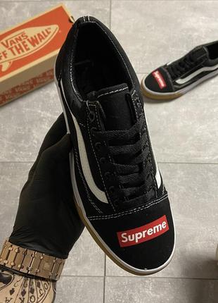 Кеди ванс олд скул суприм чорні vans old skool supreme1 фото