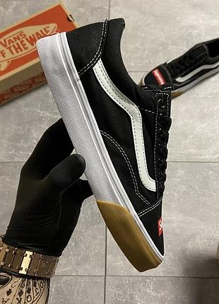 Кеди ванс олд скул суприм чорні vans old skool supreme2 фото