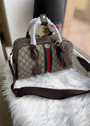 Женская кожаная сумка стиль "gucci" premium 💎3 фото