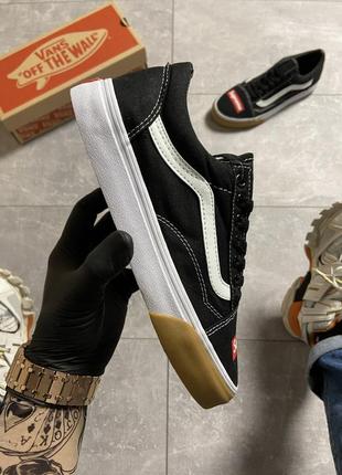 🖤🌼❤️city old skool black white supreme❤️🌼🖤кеды ванс олд скул черные суприм
