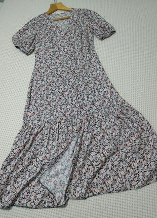 Платье-халат миди с воланом натуральное4 фото