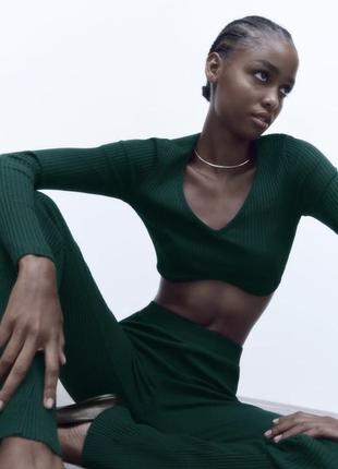 Кроп топ zara новый с биркой зеленый