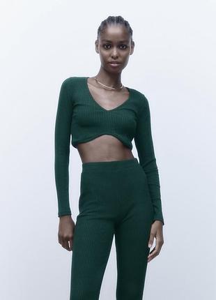 Кроп топ zara новый с биркой зеленый