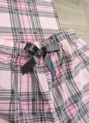 Пижама женская хлопковая майка на тонких бретелях и шорты в клетку hnx турция, розовый5 фото
