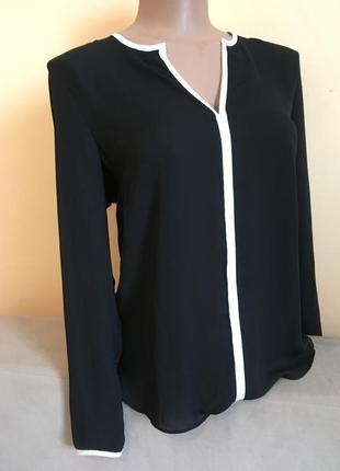 Чорна блуза шифон довгий рукав atmosphere