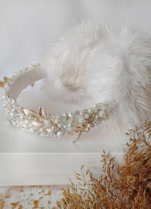Тёплые меховые наушники, расшиты хрусталём, размер универсальный