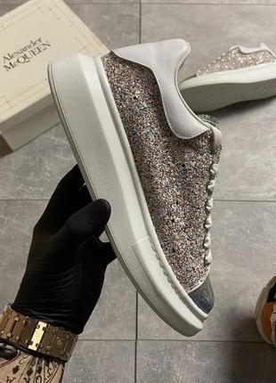 💎🌺alexander mcqueen lace-up glitter-leather🌺💎кроссовки александр маквин с камнями