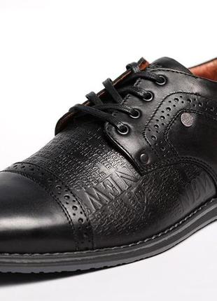 Кожаные мужские туфли броги kristan черные1 фото