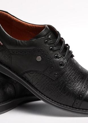 Кожаные мужские туфли броги kristan черные7 фото
