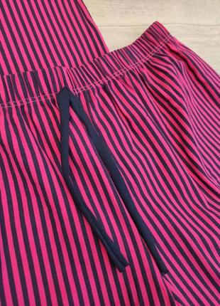 Пижама женская хлопковая майка на тонких бретелях и шорты в полоску hnx турция, малиновый5 фото