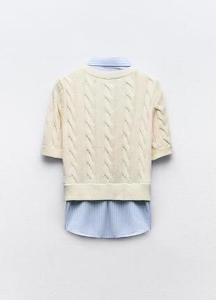 Комбинированный трикотажный свитер-рубашка6 фото