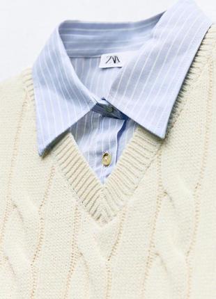Комбинированный трикотажный свитер-рубашка7 фото