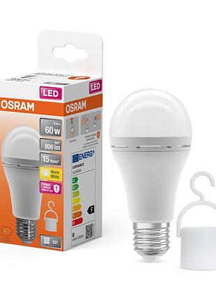 Світлодіодна лампа з вбудованим акумулятором osram led classic a60 rechargeable 8w/827 230v e27, тепле світло