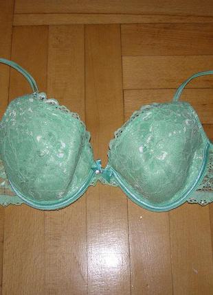 Салатовый кружевной лифчик- трансформер, women secret, 75 в