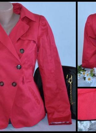Брендовый яркий розовый коттоновый тренч с карманами без пояса h&m2 фото