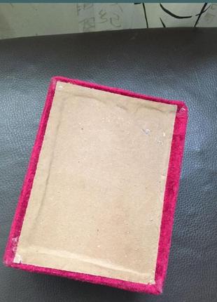 Бархатная шкатулка на замочке цвет рубина размер 14*11 см. ,два отделения, состояние как на фото4 фото