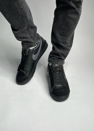Мужские кроссовки nike blazer low total black чёрные кроссовки демисезон найк найк кроссовки кортез5 фото