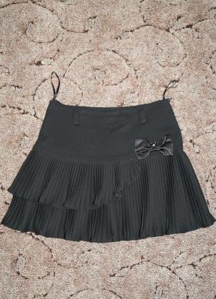 Юбка-гофре для девочки черная (размер 146)