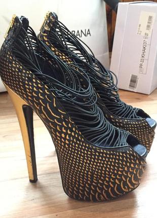Женские эффектные туфли на высоком каблуке б/у размер  36,5 кожаные lt-crush