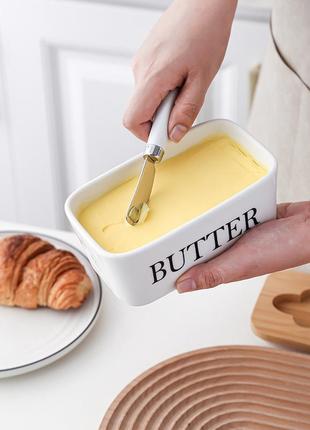 Маслянка керамічна butter 7793 600 мл біла8 фото