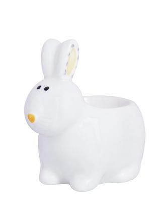 Подставка под яйцо керамичяская кролик белый пасхальный 6800 белая2 фото