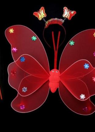 Карнавальный наряд светящийся бабочка 14113 красный