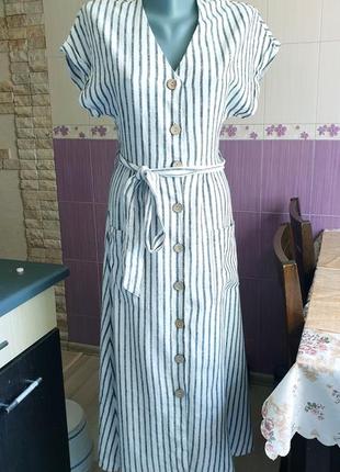 Сукня халат лляне міді бавовняне в сільському стилі на гудзиках нове new look1 фото