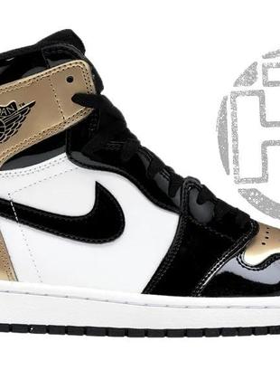 Женские кроссовки air jordan 1 retro high nrg black metallic gold white 861428-007