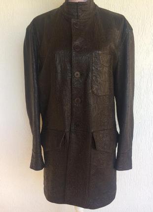 Фирменная стильная качественная натуральная кожаная винтажная  куртка пиджак2 фото