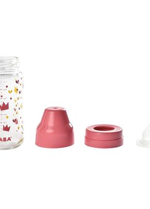 Бутылочка стеклянная с широким горлышком beaba -240 мл - розовый, арт. 9116545 фото
