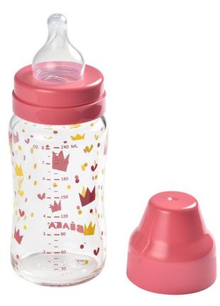 Бутылочка стеклянная с широким горлышком beaba -240 мл - розовый, арт. 9116542 фото